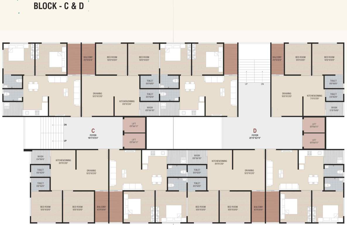  paradise palm C And D Typical Cluster Plan