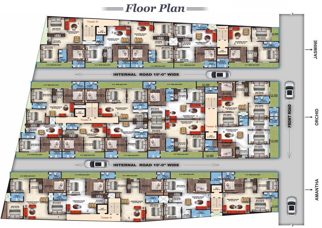  antalya heights phase i Amantha, Orchid, Jasmine Typical Cluster Plan
