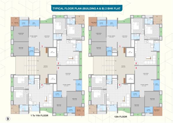  light Block A Cluster Plan from 1st to 12th Floor