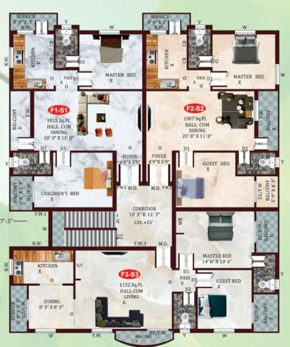  sri-vignesh-flats Sri Vignesh Flats Cluster Plan from 1st to 2nd Floor
