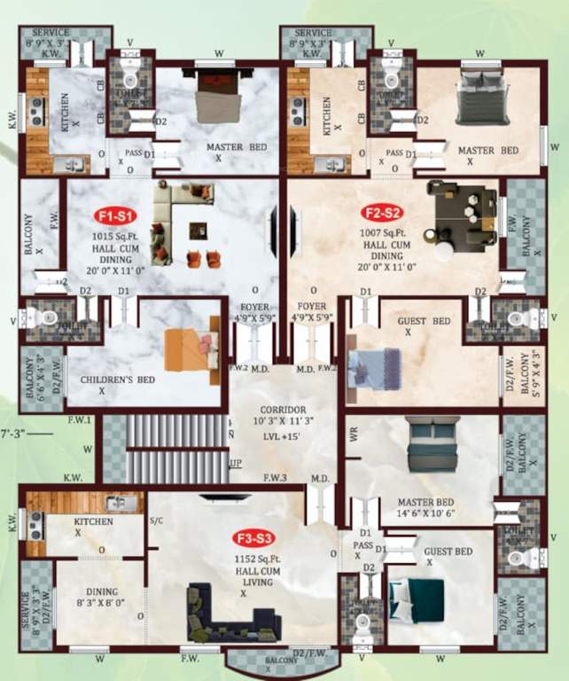 sri vignesh flats Sri Vignesh Flats Cluster Plan from 1st to 2nd Floor