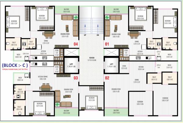  nb-sky Block C Cluster Plan from 1st to 7th Floor