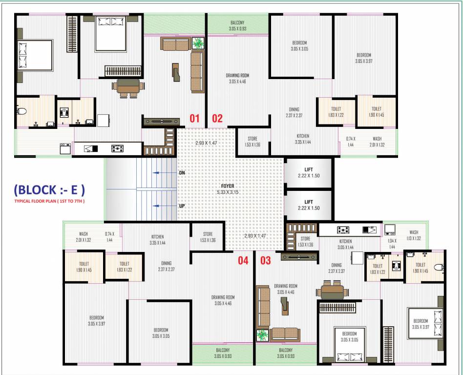  nb sky Block E Cluster Plan from 1st to 7th Floor