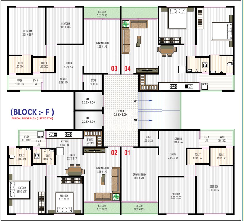  nb sky Block F Cluster Plan from 1st to 7th Floor