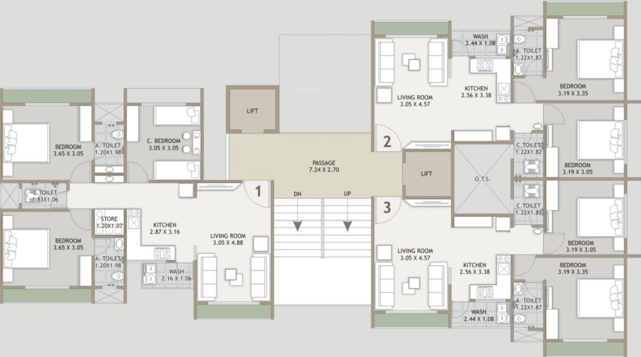  vaidehi hills Block A Cluster Plan For Typical Floor Plan