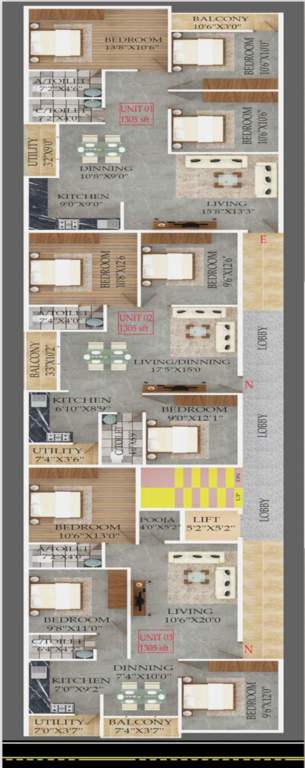  nithya nanda gokula Nithya Nanda Gokula Cluster Plan from 1st to 5th Floor