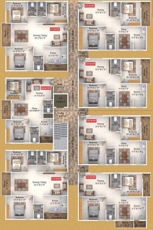  kamadhenu enclave Kamadhenu Enclave Cluster Plan from 1st to 3rd Floor