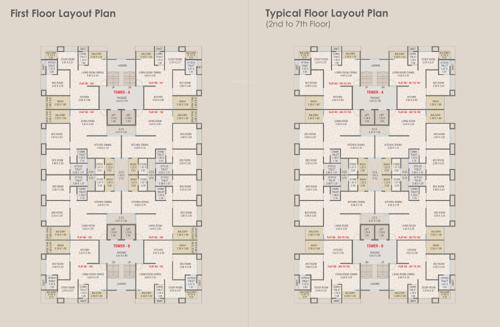  shantam-paradise Block A And Block B Cluster Plan from 1st to 7th Floor
