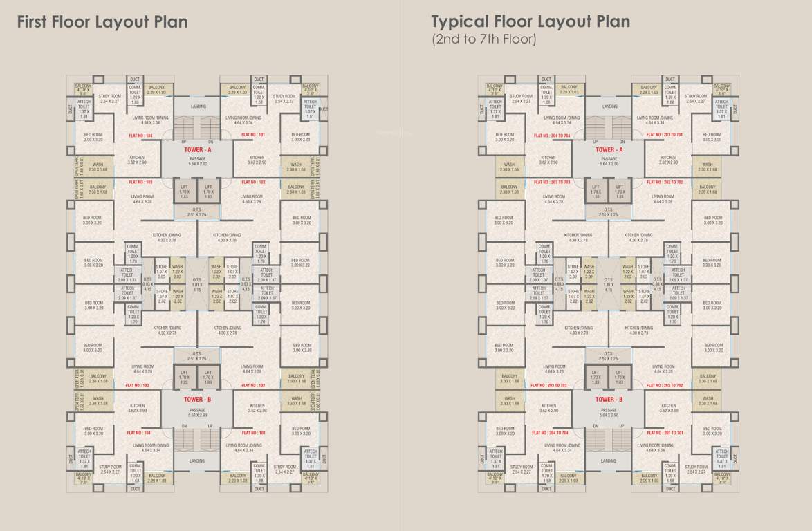  shantam paradise Block A And Block B Cluster Plan from 1st to 7th Floor