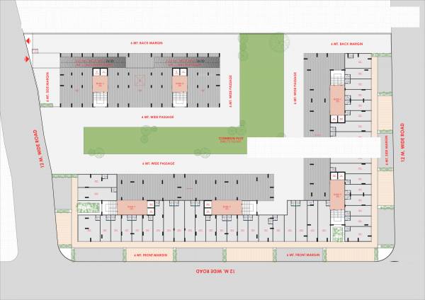  florus Wing A,B,C,D,E,F Cluster Plan For Ground Floor
