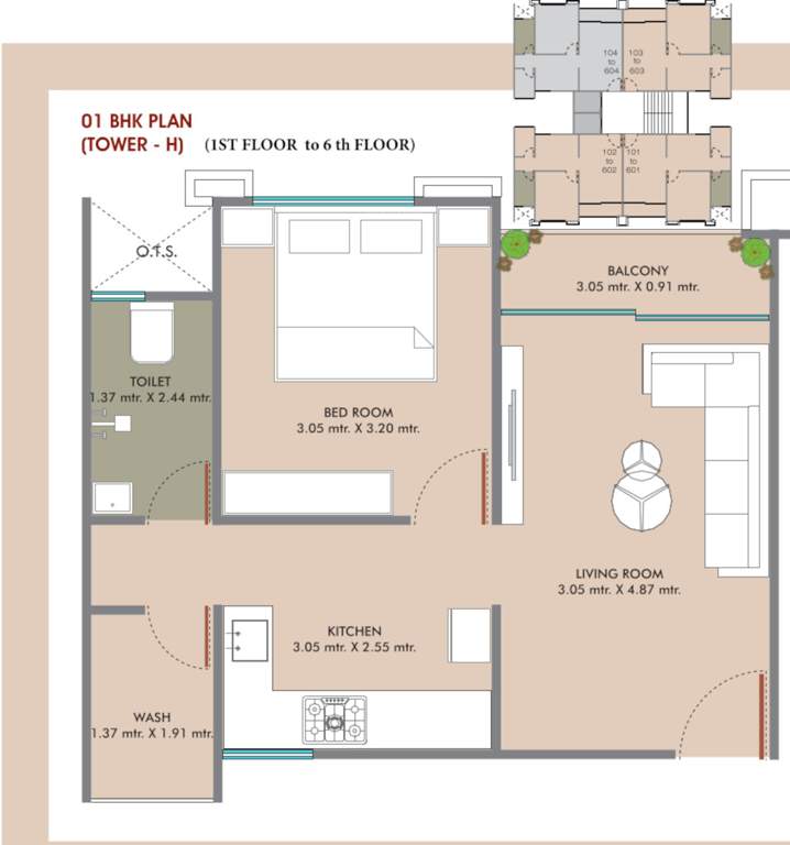  meena heights tower h Meena Heights Tower H Cluster Plan from 1st to 6th Floor