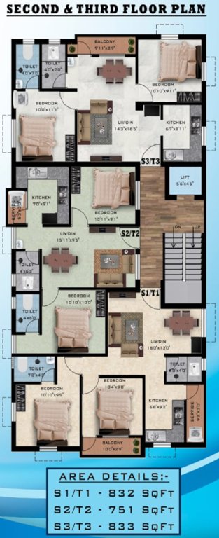  c k paradise C K Paradise 2nd And 3rd Floor Cluster Plan