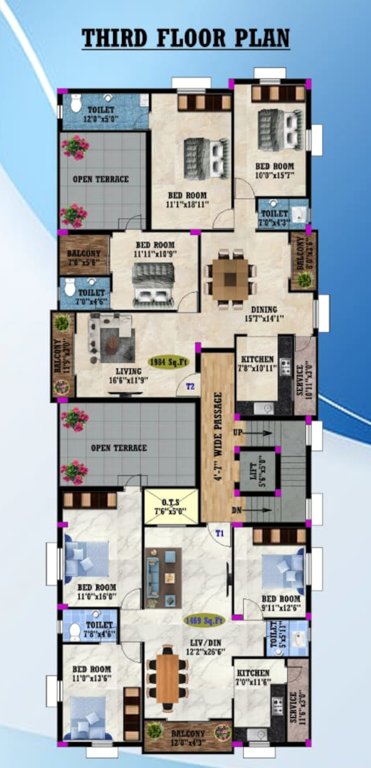  balaji paradise Balaji Paradise Cluster Plan for 3rd Floor