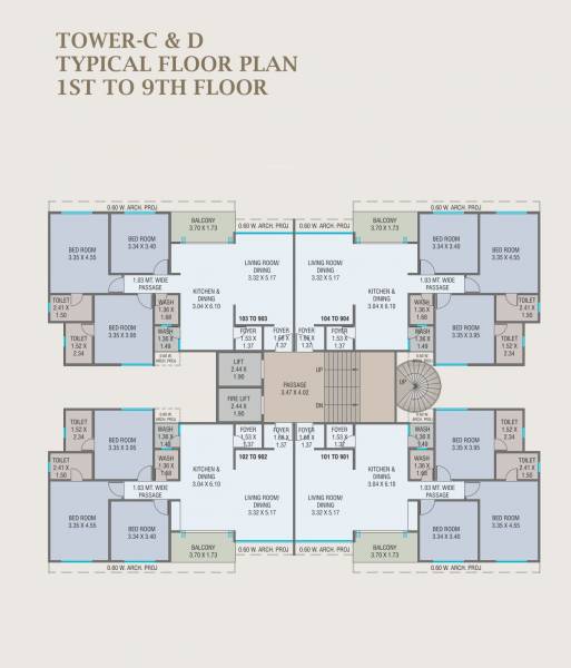  trinity Block C & D Cluster Plan from 1st to 9th Floor