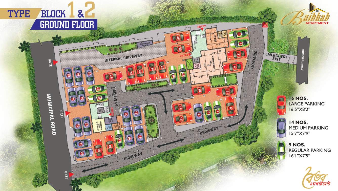 baibhab apartment Block 1 And Block 2 Cluster Plan for ground Floor