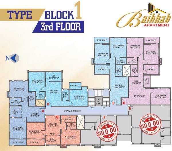  baibhab-apartment Block 1 Cluster Plan for 3rd Floor
