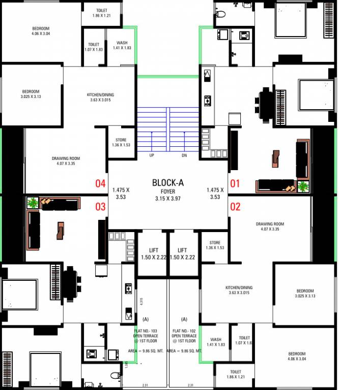  sky Block A Cluster Plan For 1st Floor