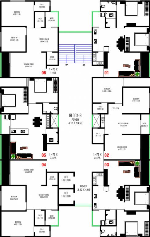  sky Block B Cluster Plan From 2nd To 7th Floor