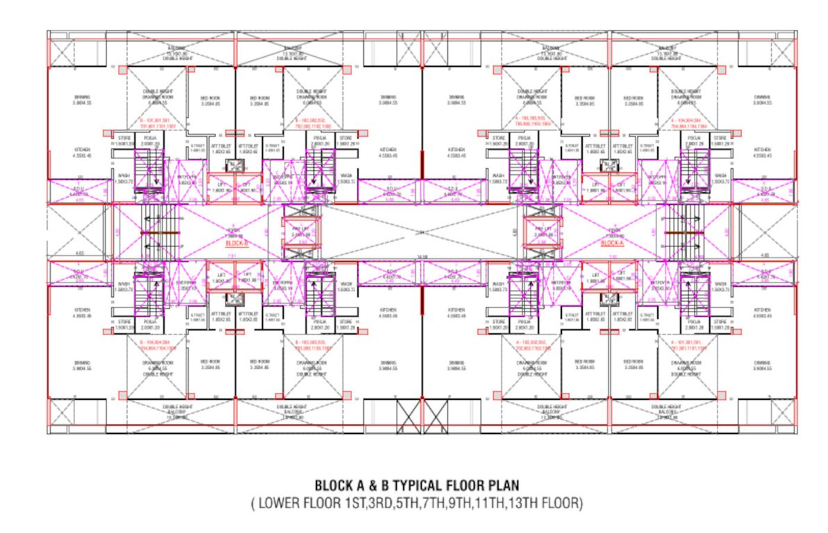  verdana Block A & B Cluster Plan from 1st to 13th Floor