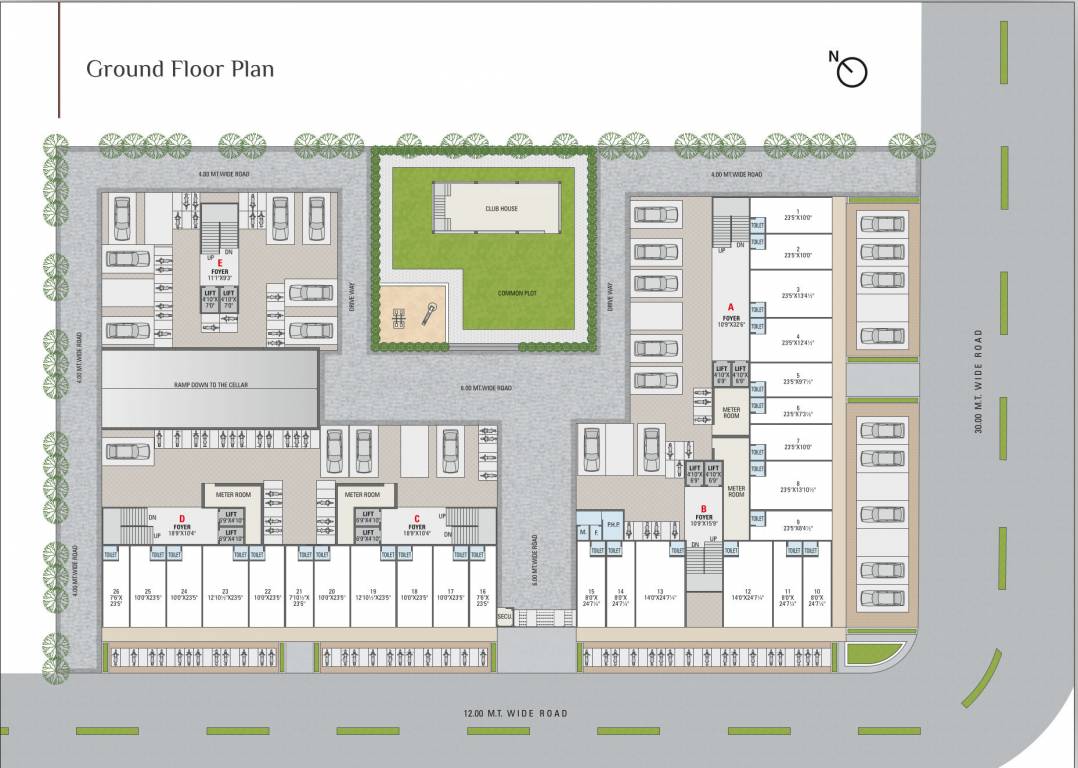  ananta Block A, B, C, D & E Cluster Plan For Ground Floor