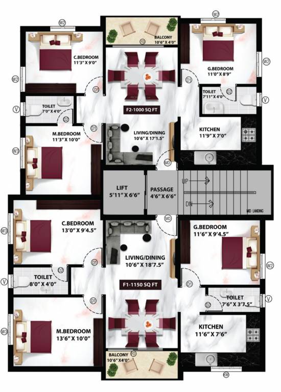 vicci Vicci Cluster Plan from 1st to 3rd Floor