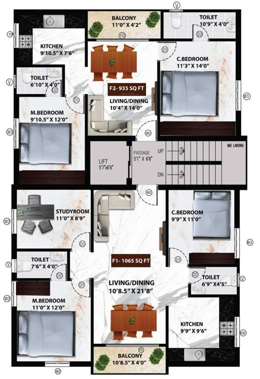  venita Viva Venita Cluster Plan from 1st to 3rd Floor