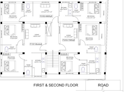  adarsh-resident Adarsh Resident Cluster Plan from 1st to 2nd Floor
