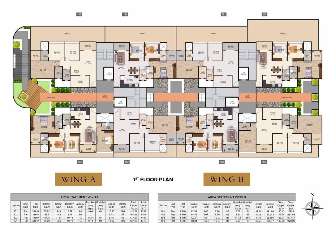  address one Wing A And B Cluster Plan for Typical Floor