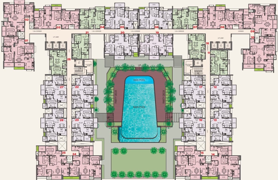  city City Cluster Plan From 4th To 26th Floor