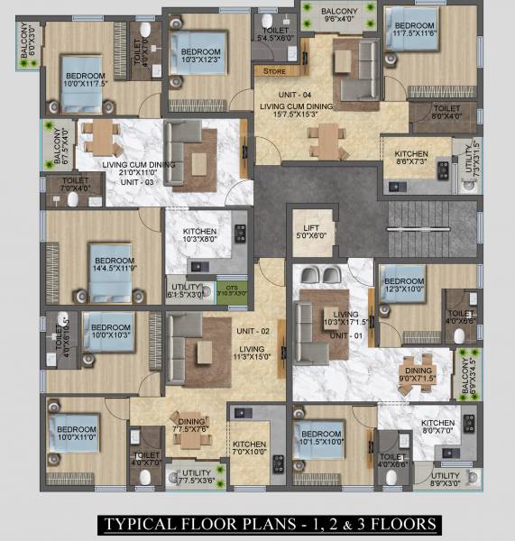  royal-view Royal View Cluster Plan from 1st to 3rd Floor
