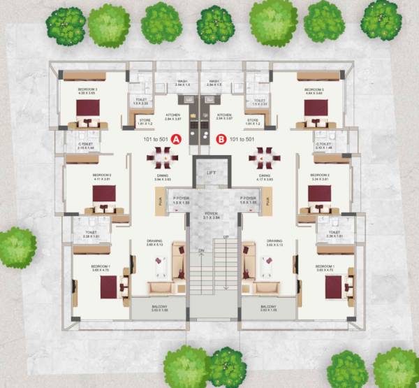  ample-elysium-2 Ample Elysium 2 Cluster Plan from 1st to 5th Floor