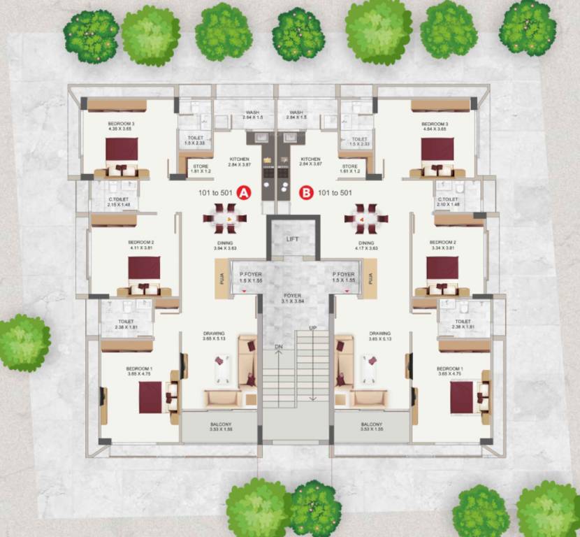  ample elysium 2 Ample Elysium 2 Cluster Plan from 1st to 5th Floor