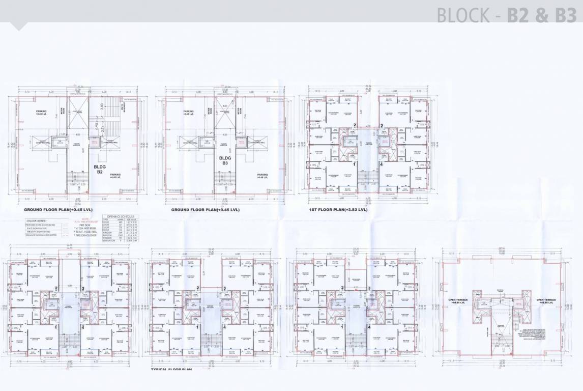 infinity baug Block B2 And Block B3 Cluster Plan from ground to 14th Floor