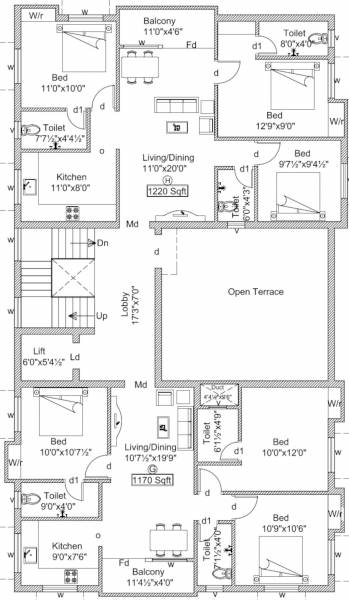 brindhavanam-flats Brindhavanam Flats Cluster Plan For 3rd Floor