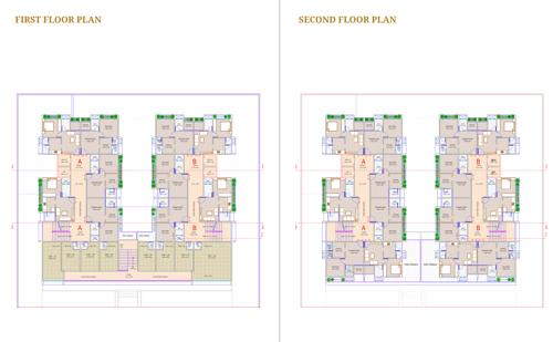  shivansh-ashray Block A And B Cluster Plan from 1st to 2nd Floor