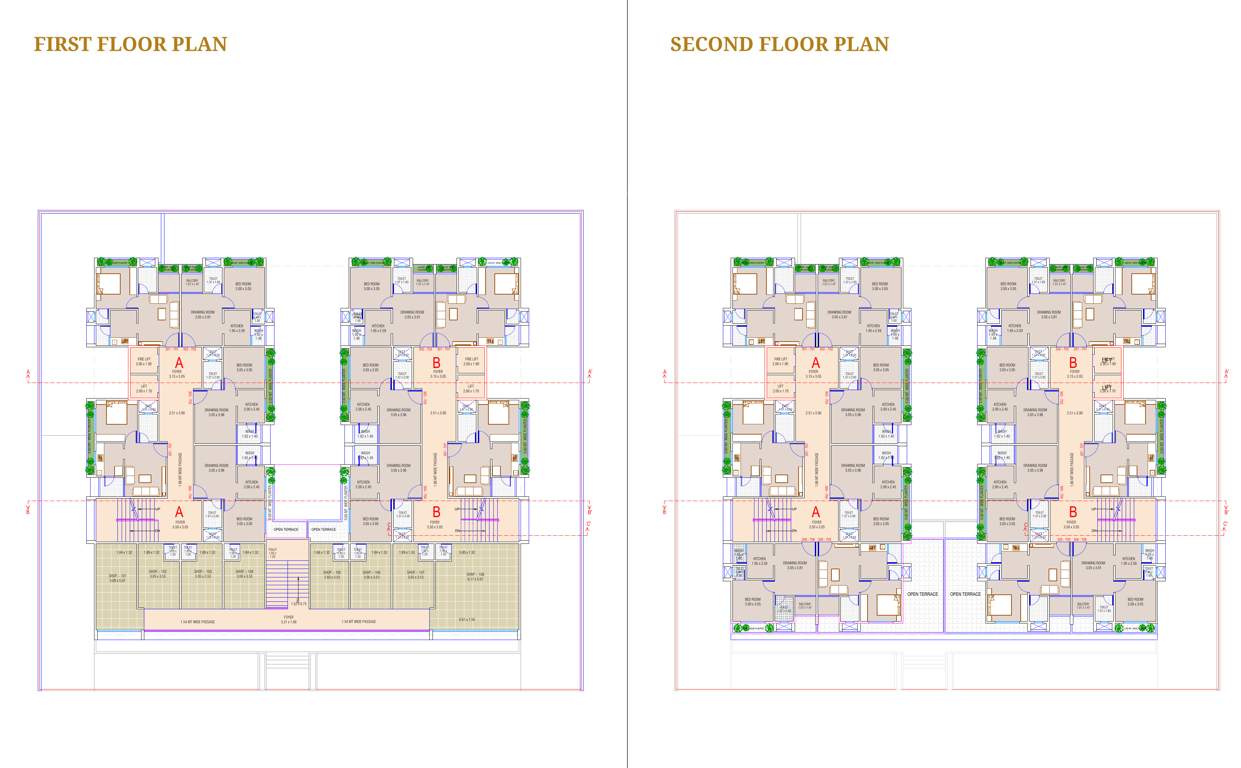  shivansh ashray Block A And B Cluster Plan from 1st to 2nd Floor
