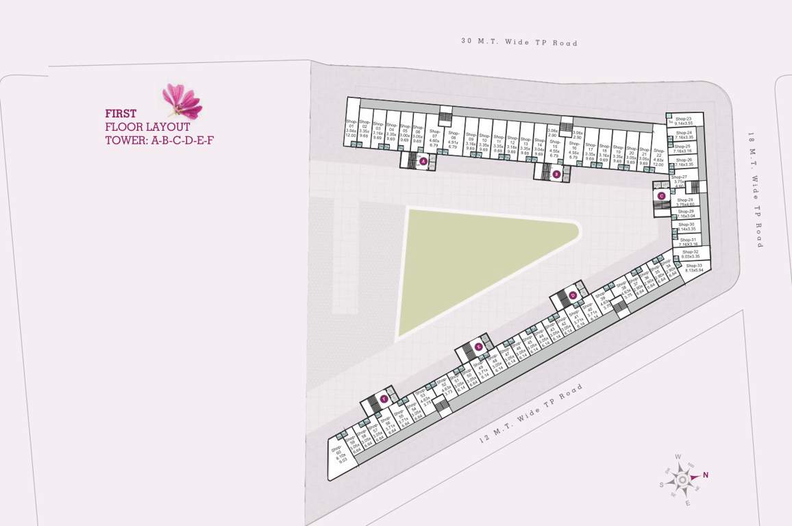 shree siddheshwar hollyhock Block A,B,C,D,E & F Cluster Plan for 1st Floor