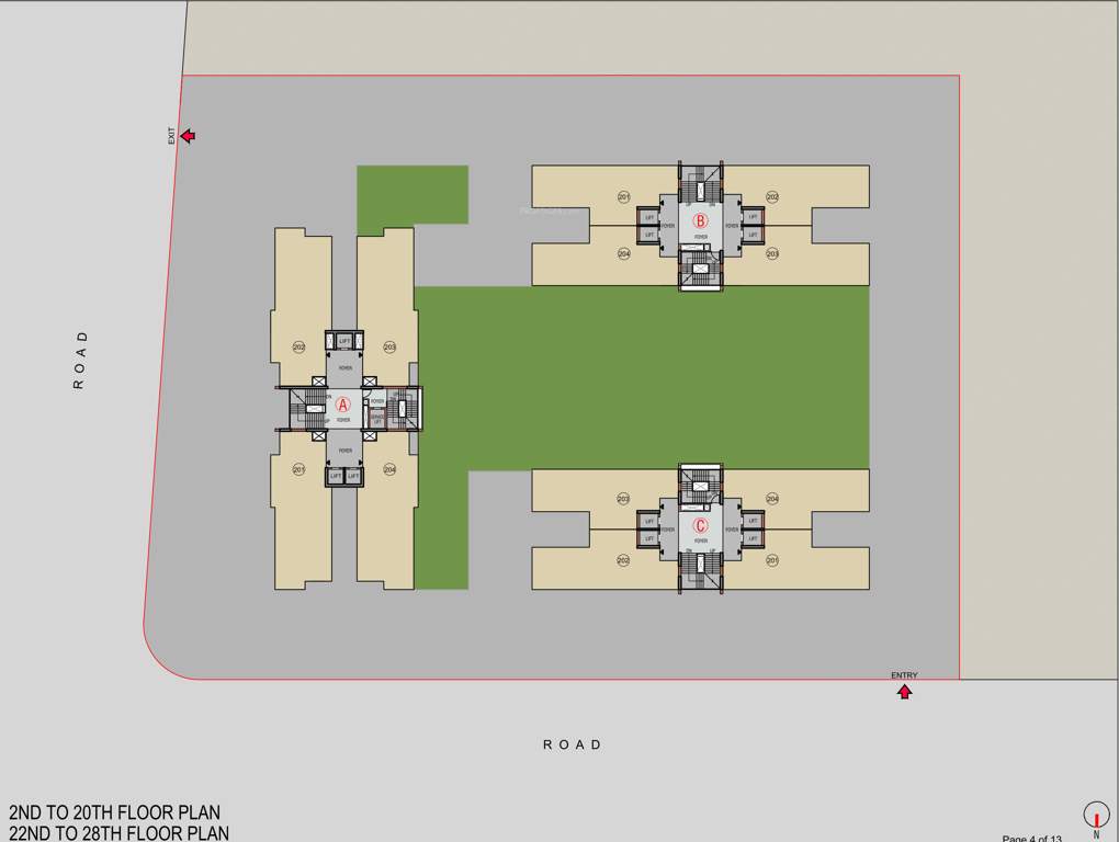  orchid gold Block A,B & C Cluster Plan from 2nd to 28th Floor