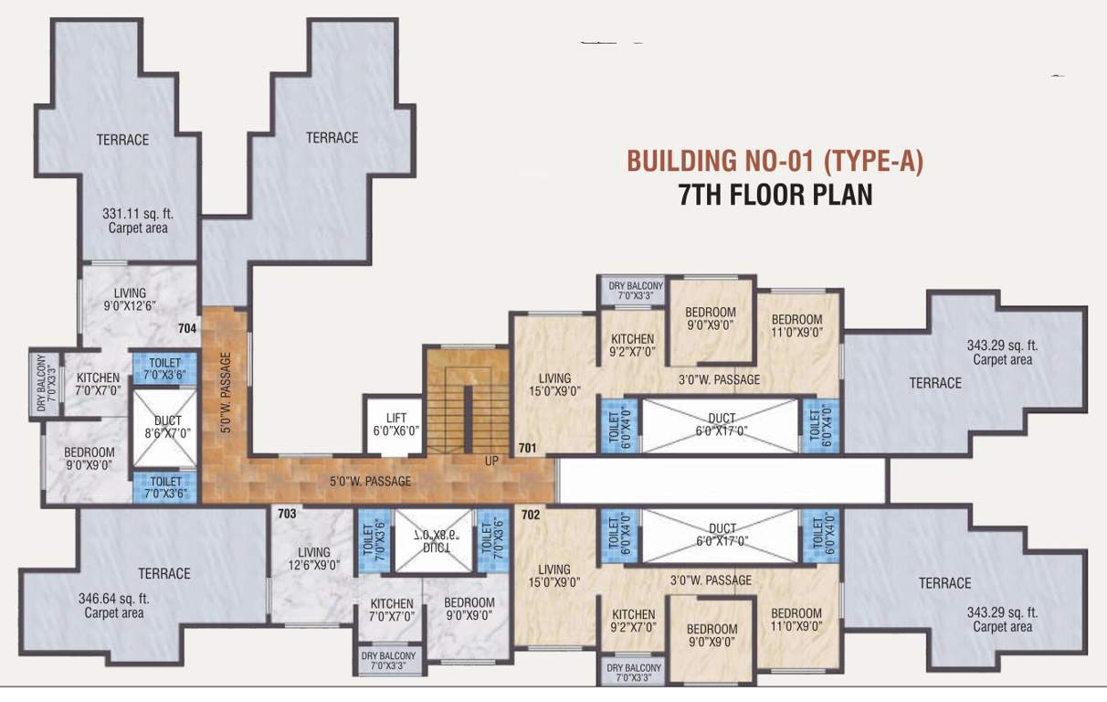  smart city phase 1 Bldg No 1 Type A Cluster Plan For 7th Floor
