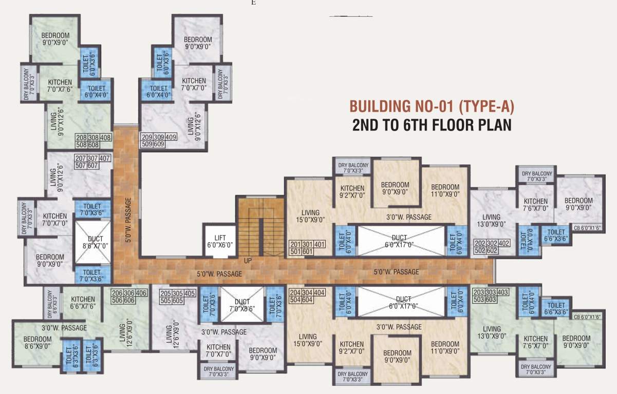  smart city phase 1 Bldg No 1 Type A Cluster Plan From 2nd To 6th Floor