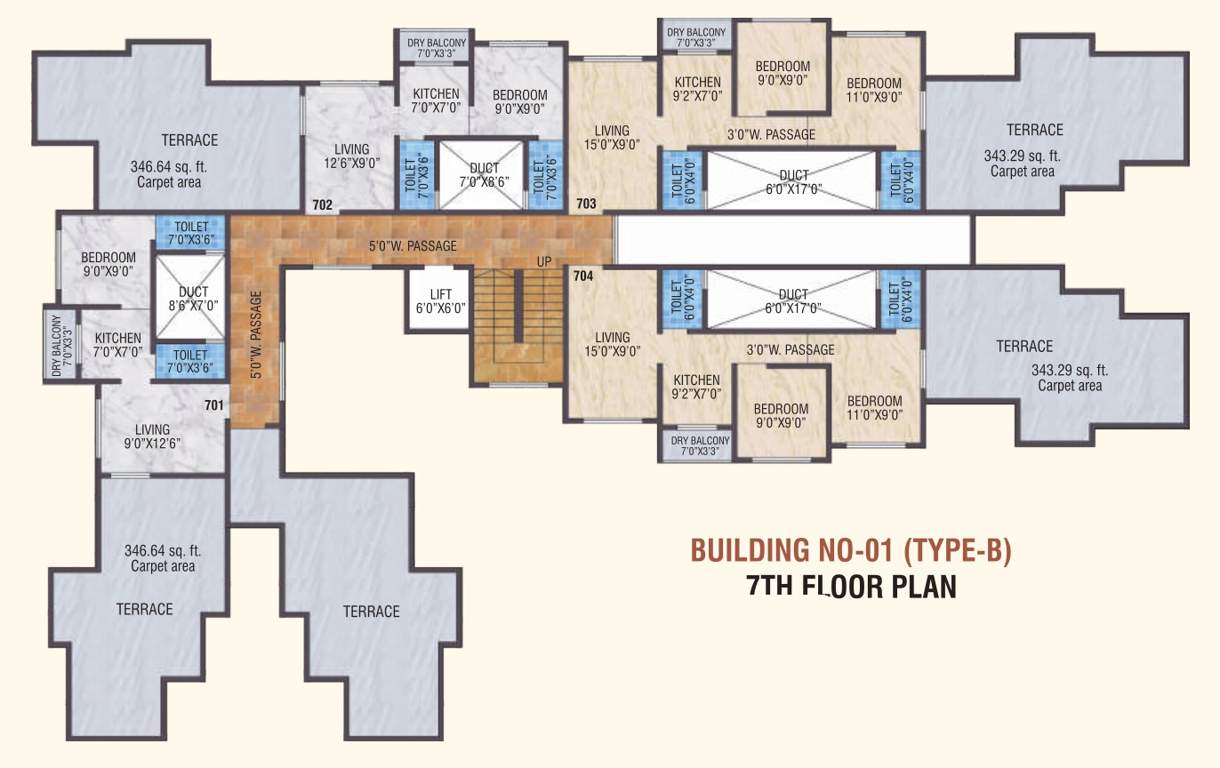  smart city phase 1 Bldg No 1 Type B Cluster Plan For 7th Floor