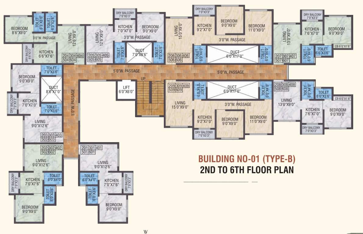  smart city phase 1 Bldg No 1 Type B Cluster Plan From 2nd To 6th Floor