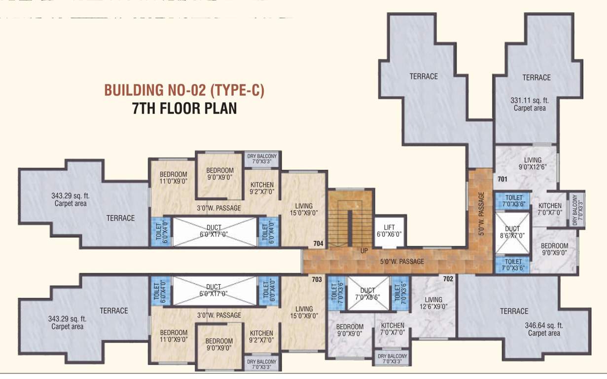  smart city phase 1 Bldg No 2 Type C Cluster Plan For 7th Floor