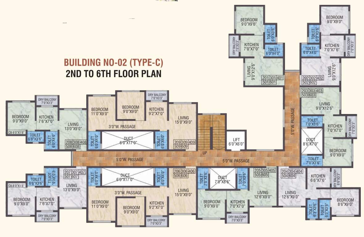  smart city phase 1 Bldg No 2 Type C Cluster Plan From 2nd To 6th Floor