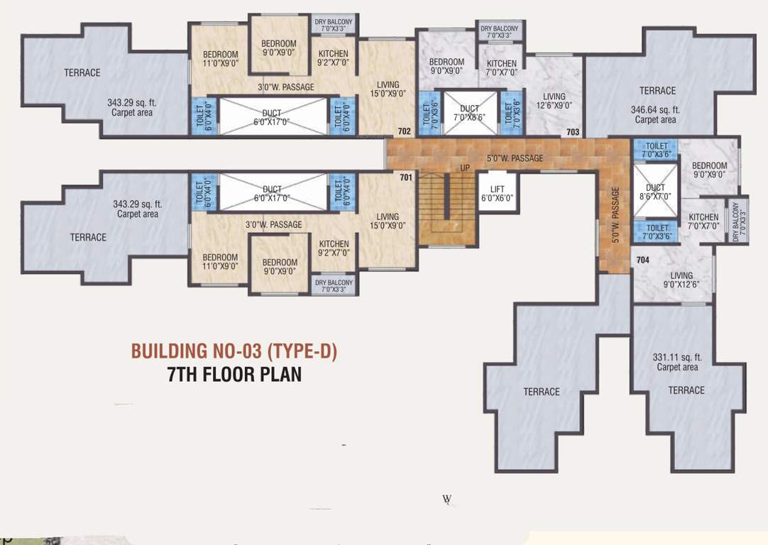  smart city phase 1 Bldg No 3 Type D Cluster Plan For 7th Floor