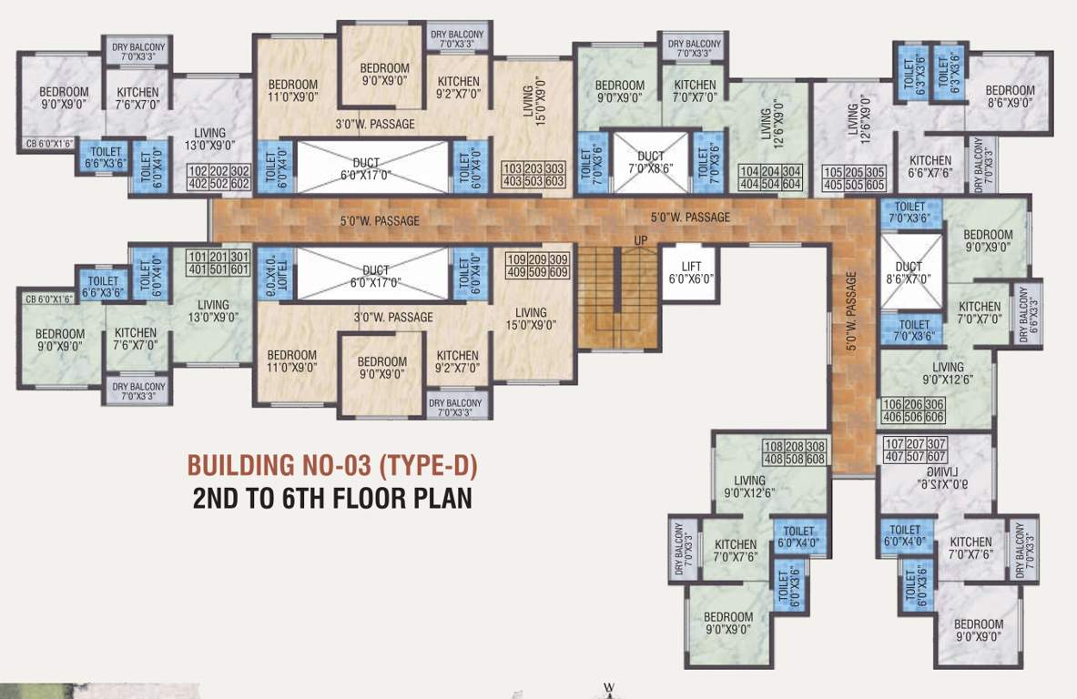  smart city phase 1 Bldg No 3 Type D Cluster Plan From 2nd To 6th Floor