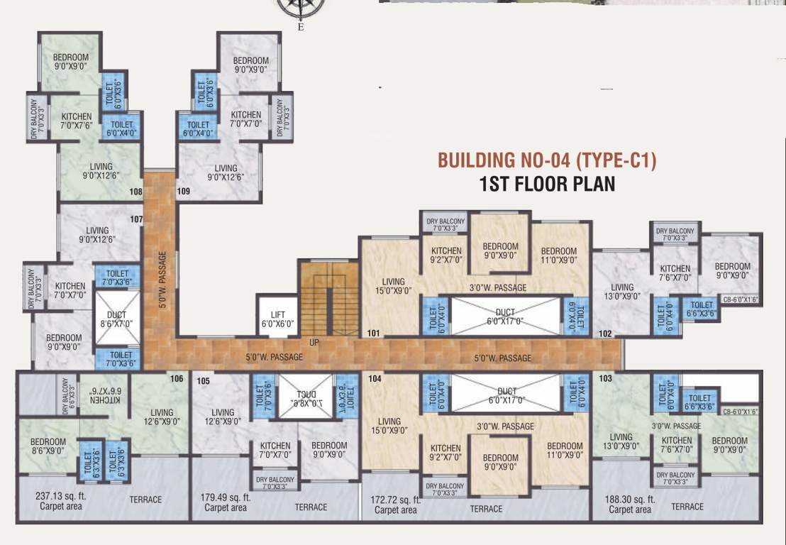  smart city phase 1 Bldg No 4 Type C1 Cluster Plan For 1st Floor