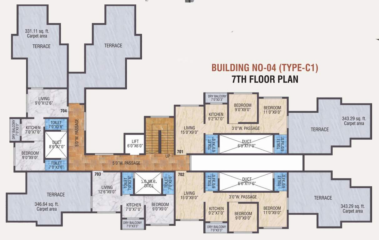  smart city phase 1 Bldg No 4 Type C1 Cluster Plan For 7th Floor