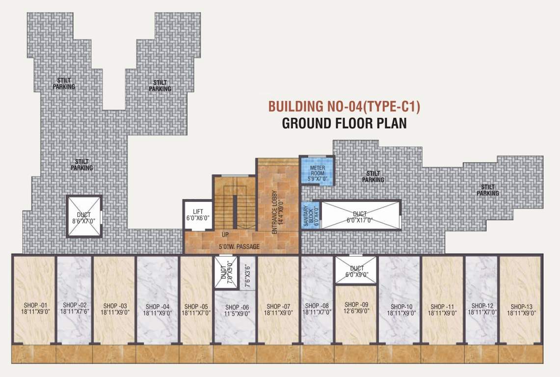  smart city phase 1 Bldg No 4 Type C1 Cluster Plan For Ground
