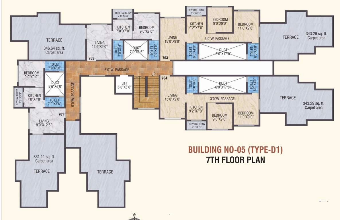  smart city phase 1 Bldg No 5 Type D1 Cluster For 7th Floor Plan